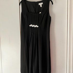 NWT! LOFT Black Dress w/Front Pleat and Embellishment, Size 6